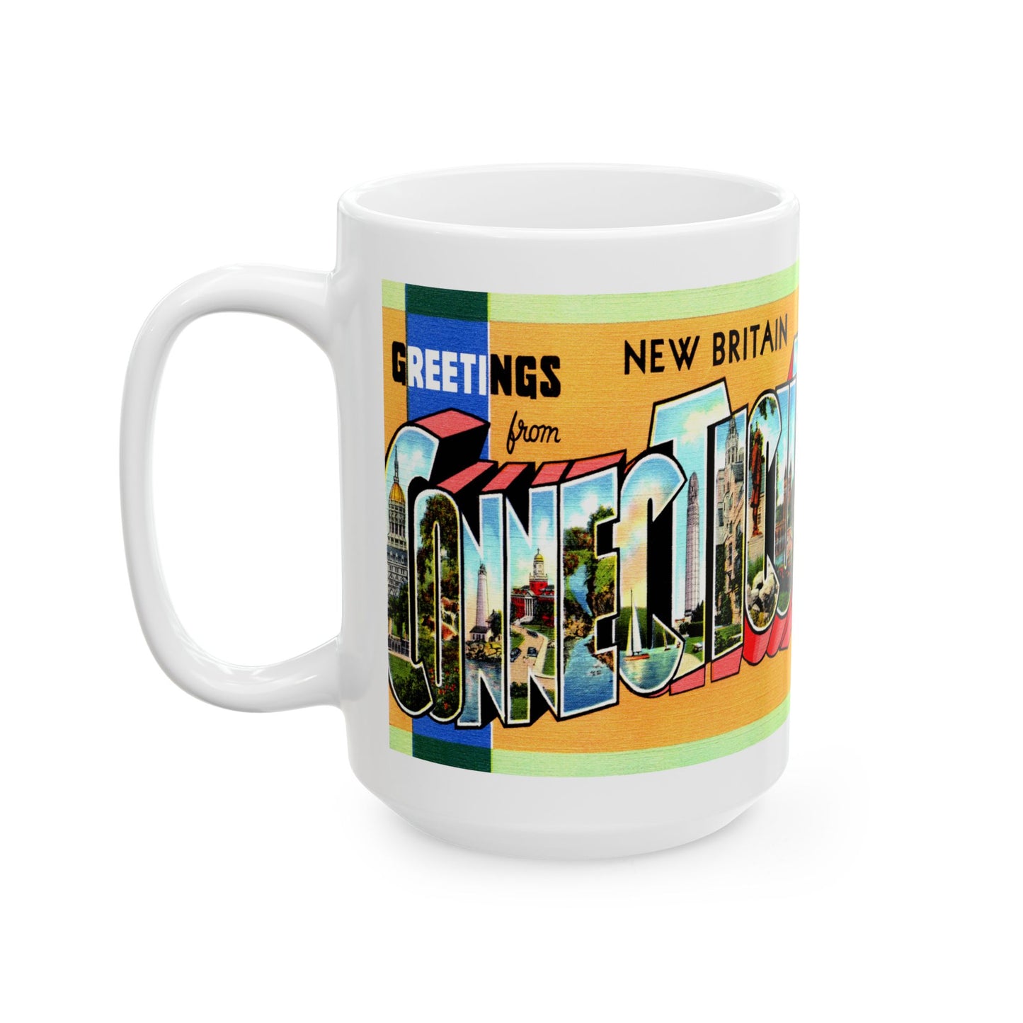 Memebly Vintage Greetings from New Britain CT Connecticut Coffee Mug