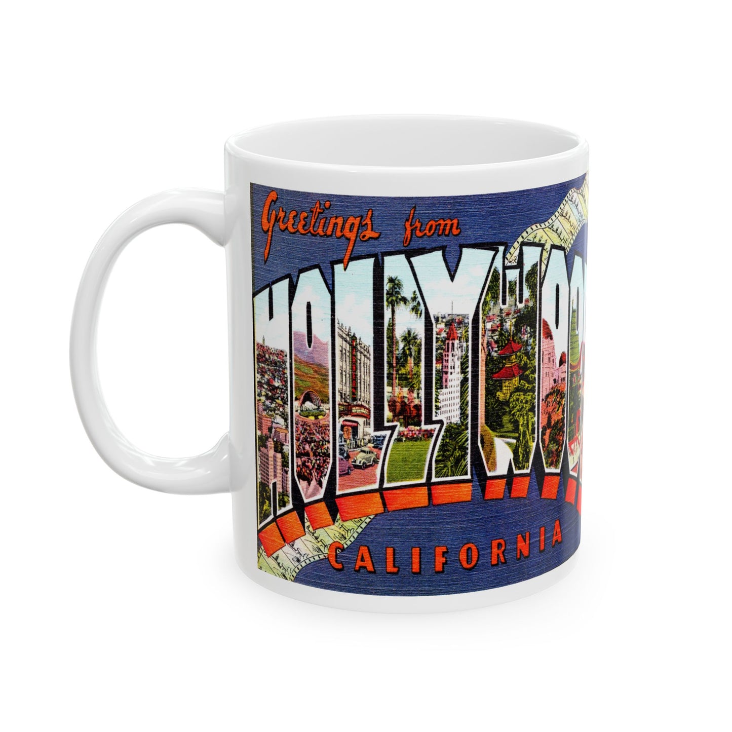 Memebly Retro Greetings from Hollywood CA California Coffee Mug