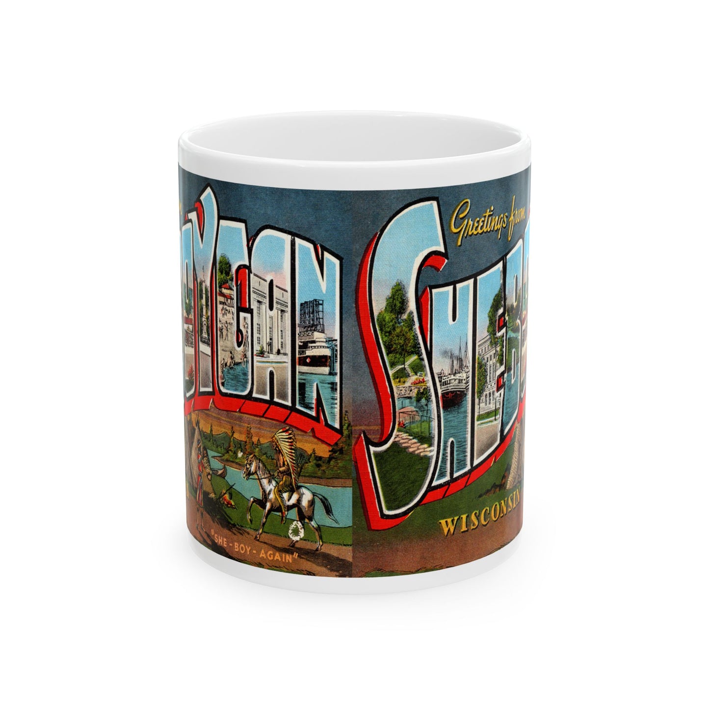 Memebly Vintage Greetings from Sheboygan WY Wyoming Coffee Mug