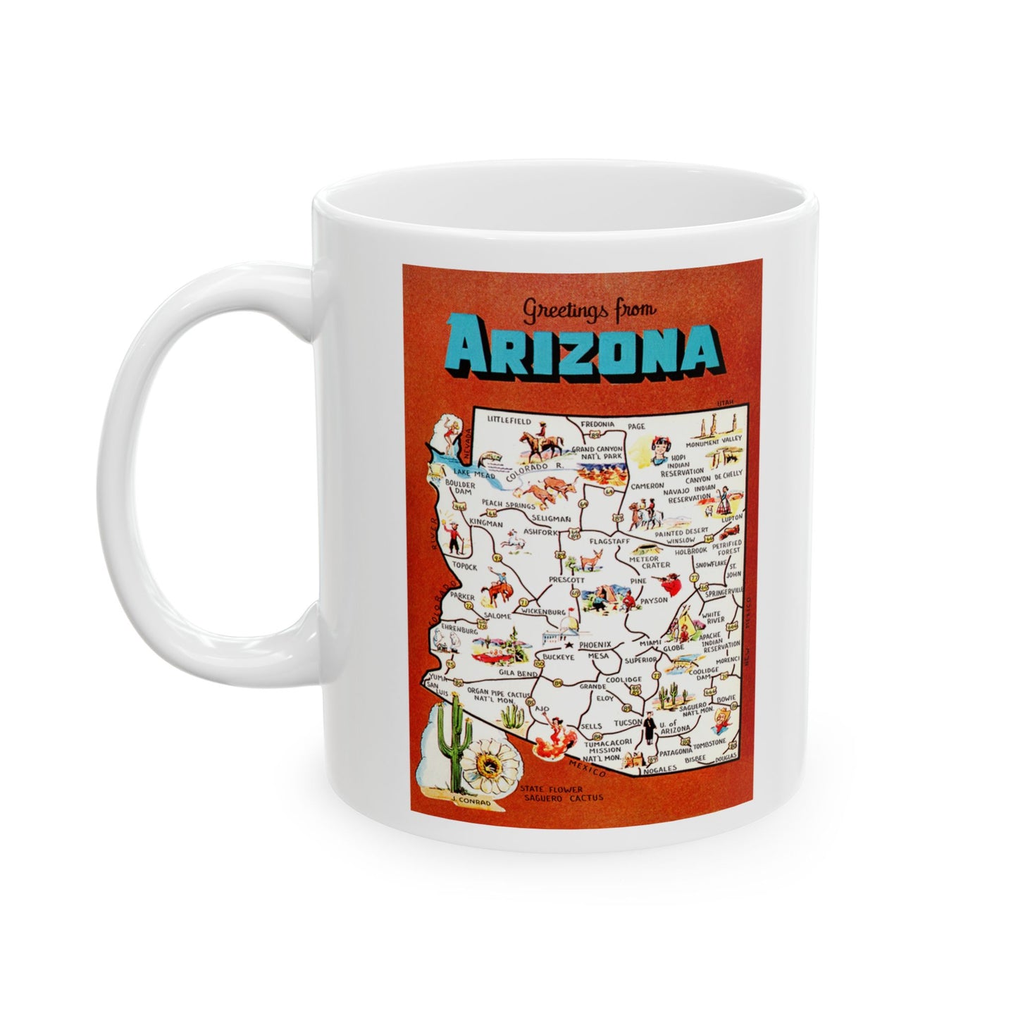 Memebly Vintage Greetings from Arizona AZ Map  Coffee Mug